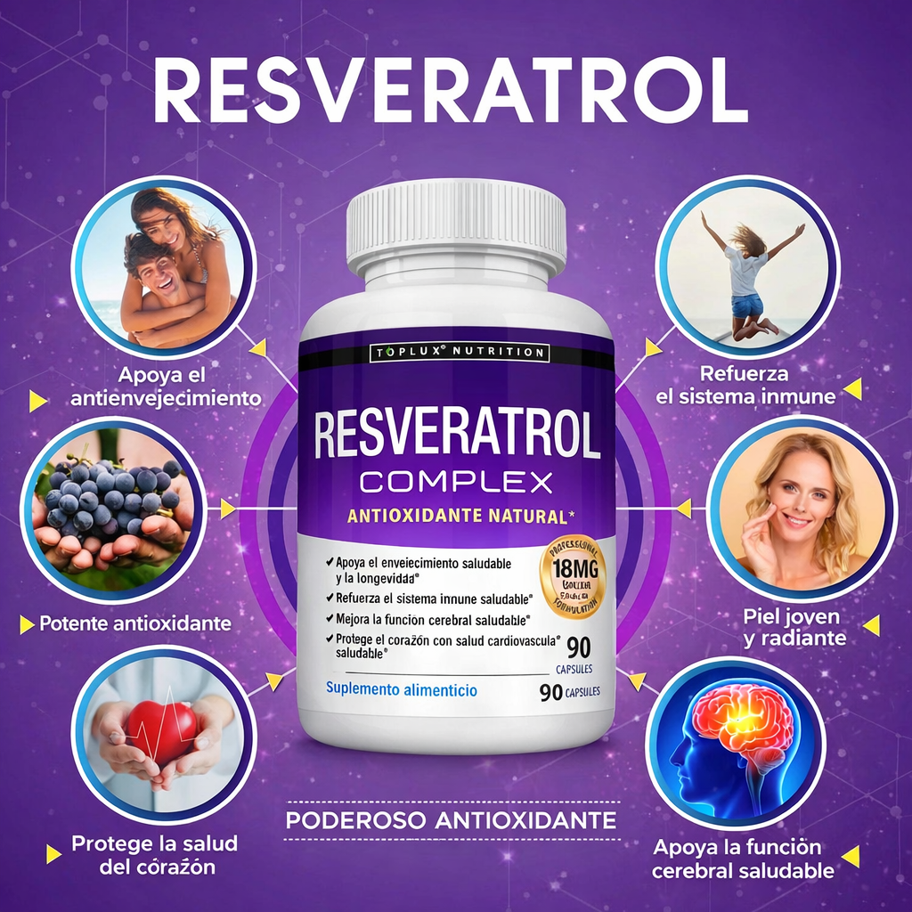 Resveratrol Complex — Protección Antioxidante Avanzada para Vitalidad y Longevidad