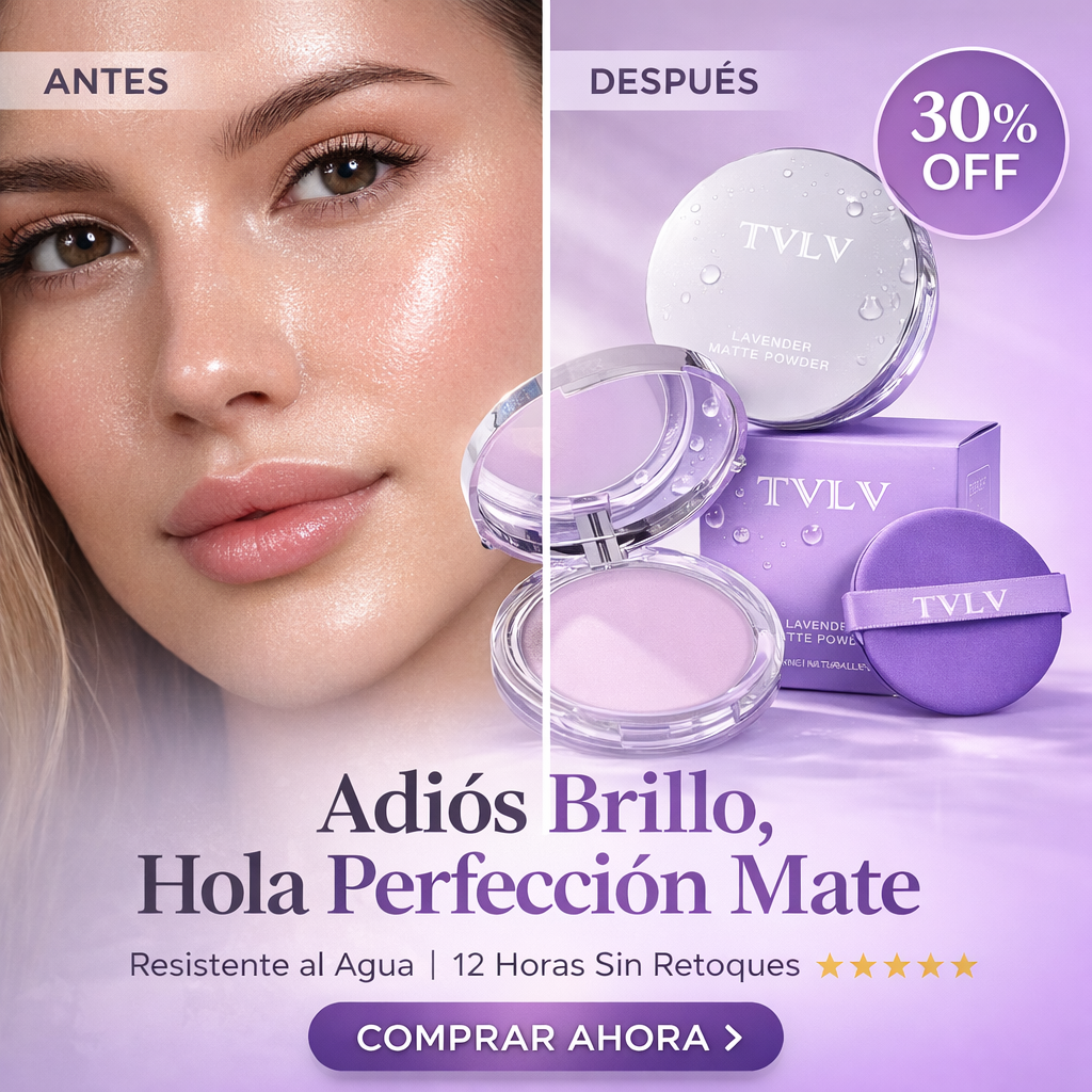 Polvo Mate con Aceite de Lavanda – Larga Duración, Textura Gelatina y Resistente al Agua