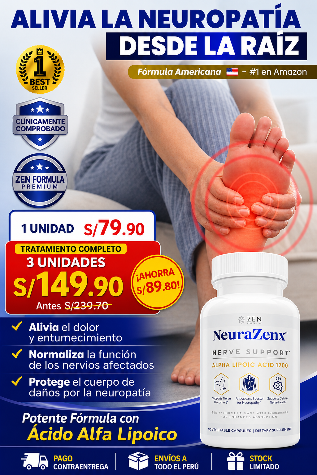 NeuraZenX® Alivia la Neuropatía desde la raíz.