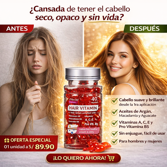Hair Vitamins para el Cabello 40 Cápsulas de Nutrición Capilar